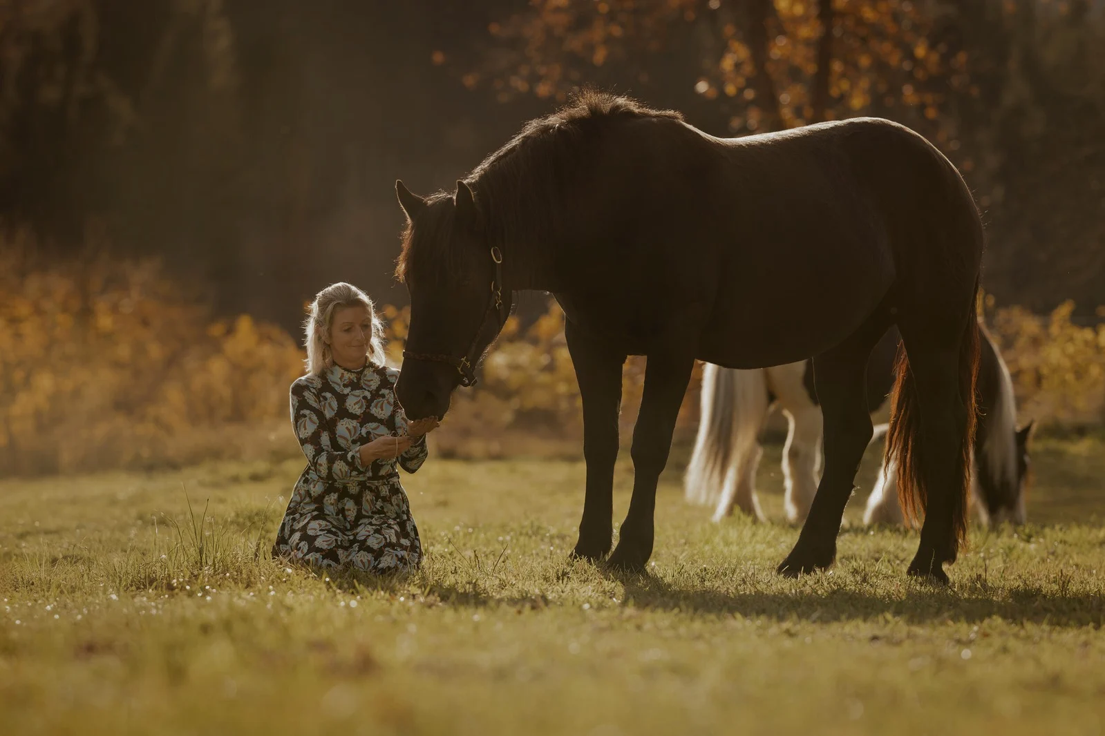 Sonja Moser mit Pferd in der Natur